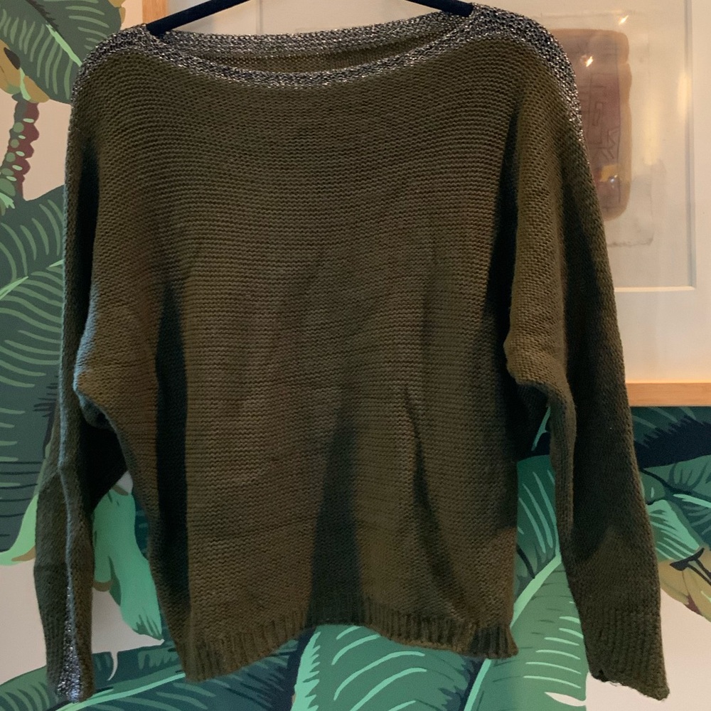 Kaki Green and silver sweater